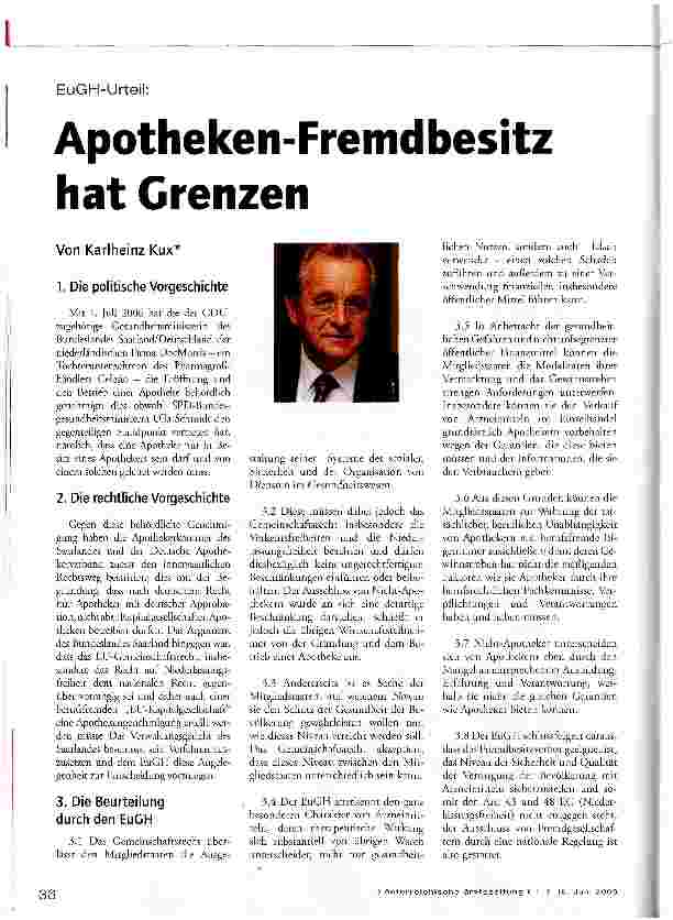 Vorschauseite 1: Apotheken-Fremdbesitz hat Grenzen