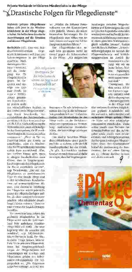 Vorschauseite 1: Drastische Folgen für Pflegedienste