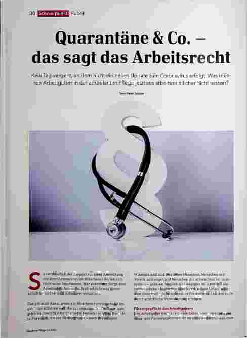 Vorschauseite 1: Quarantäne & Co. - das sagt das Arbeitsrecht