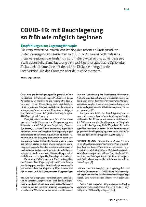 Vorschauseite 2: COVID-19: Mit Bauchlagerung so früh wie möglich beginnen - Empfehlungen zur Lagerungstherapie