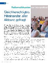 Vorschauseite 1: Gleichberechtigtes Miteinander aller Akteure gefragt.