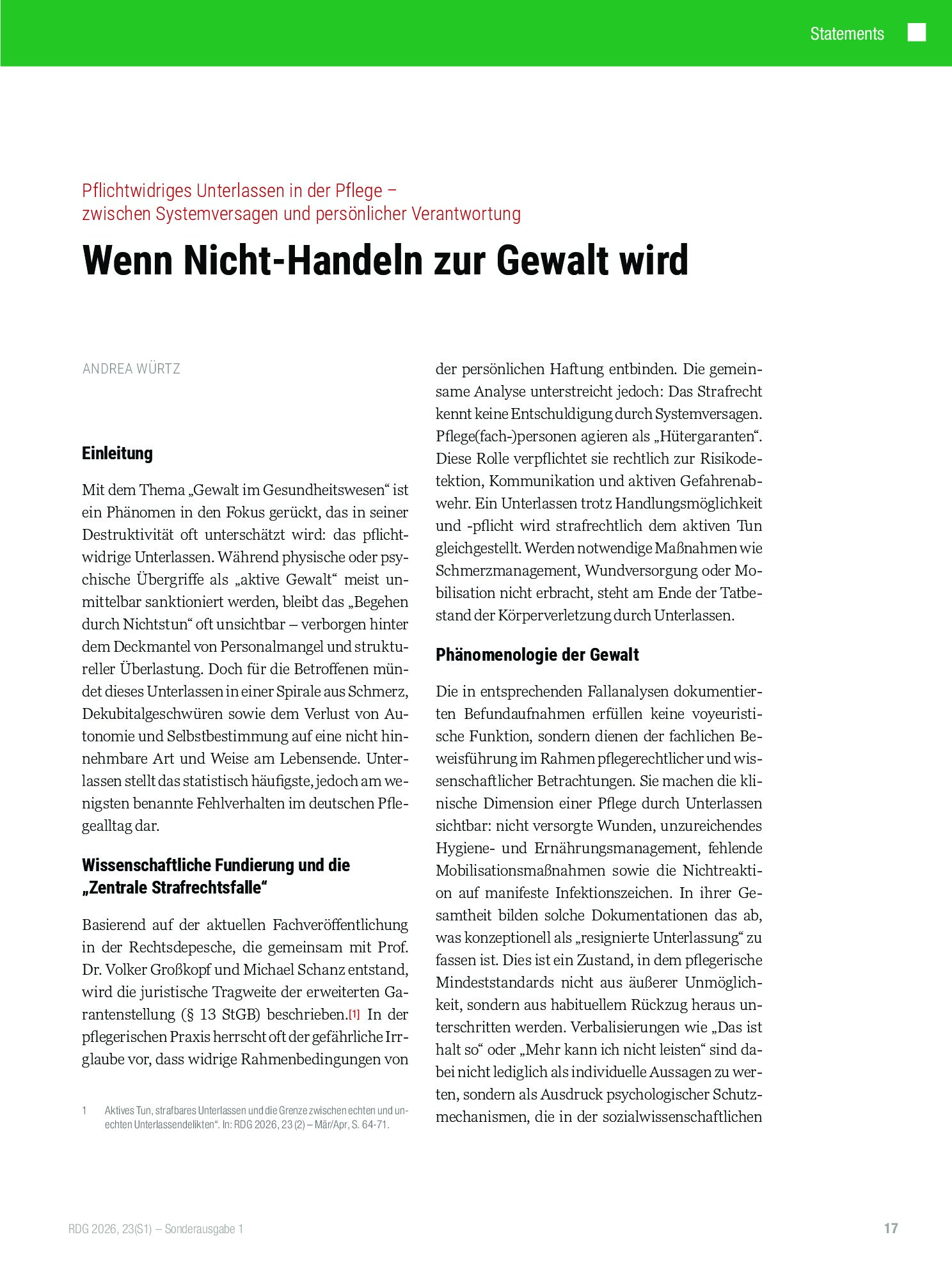 Vorschauseite 1: Wenn Nicht-Handeln zur Gewalt wird