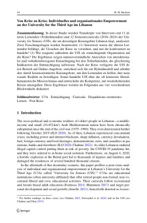 Vorschauseite 2: Von Krise zu Krise. Individuelles und organisationales Empowerment an der University for the Third Age im Libanon