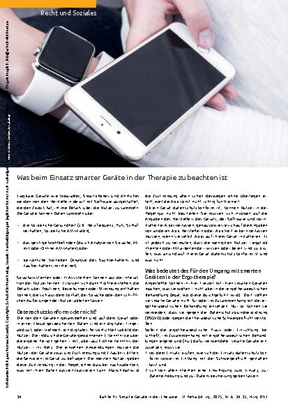 Vorschauseite 1: Was beim Einsatz smarter Geräte in der Therapie zu beachten ist