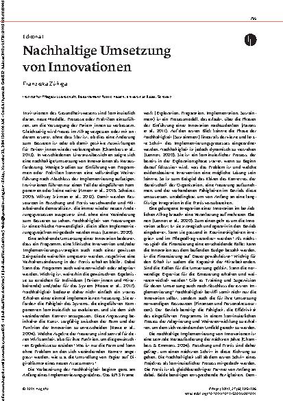 Vorschauseite 1: Nachhaltige Umsetzung von Innovationen