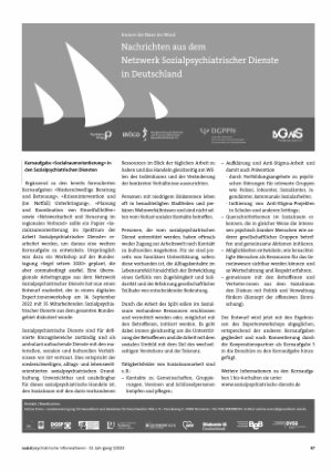 Vorschauseite 1: Nachrichten aus dem Netzwerk Sozialpsychiatrischer Dienste in Deutschland