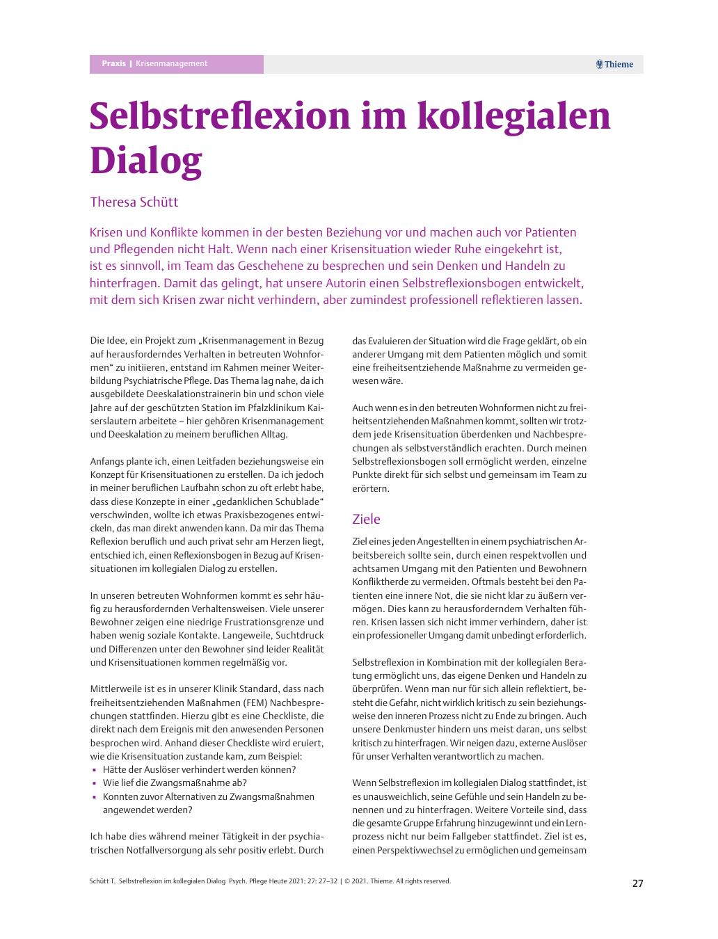 Vorschauseite 1: Selbstreflexion im kollegialen Dialog