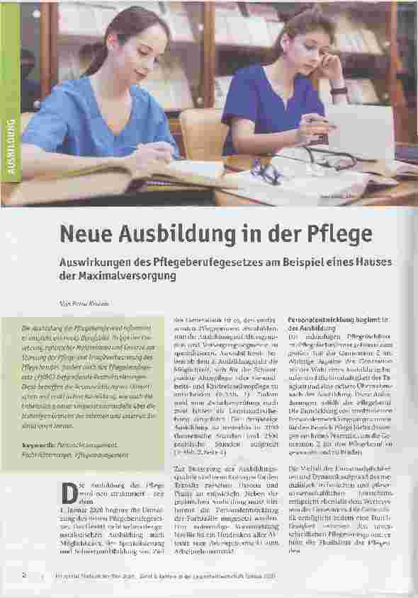 Vorschauseite 1: Neue Ausbildung in der Pflege