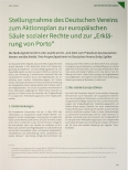 Vorschauseite 1: Stellungnahme des Deutschen Vereins zum Aktionsplan zur europäischen Säule sozialer Rechte und zur „Erklärung von Porto“
