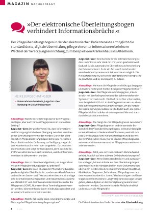 Vorschauseite 1: »Der elektronische Überleitungsbogen verhindert Informationsbrüche. «