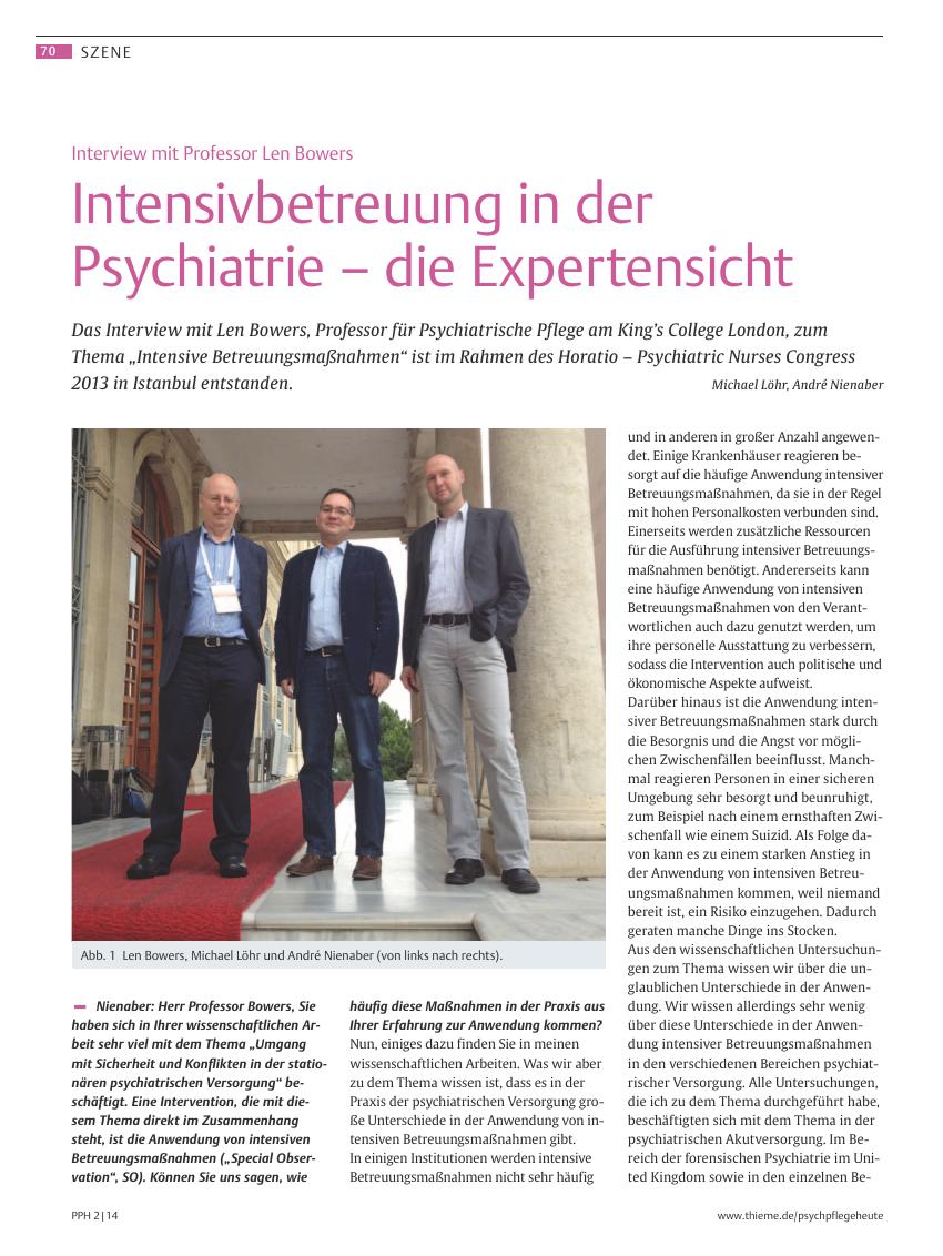Vorschauseite 1: Intensivbetreuung in der Psychiatrie – die Expertensicht