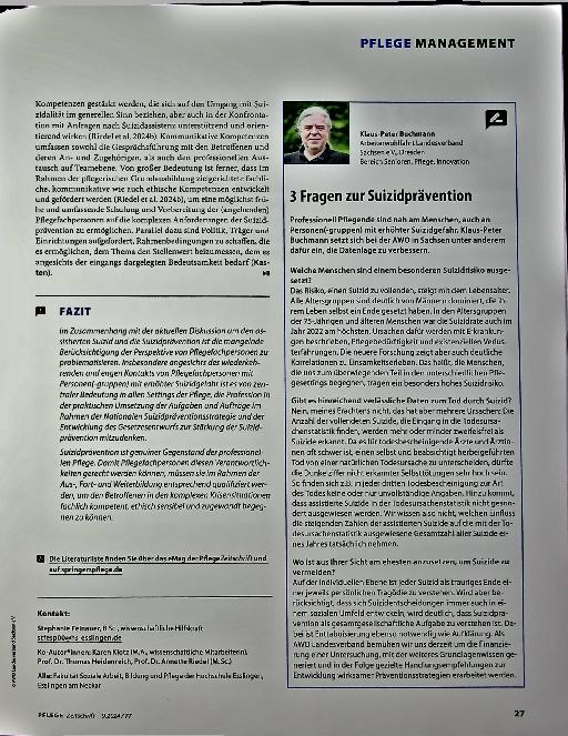 Vorschauseite 4: Gestärkte Suizidprävention fordert Verantwortung