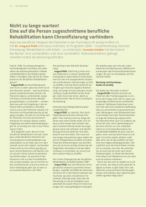 Vorschauseite 1: Nicht zu lange warten! Eine auf die Person zugeschnittene berufliche Rehabilitation kann Chronifizierung verhindern