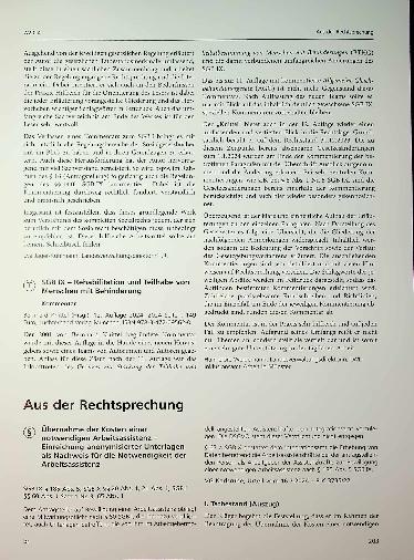 Vorschauseite 1: Übernahme der Kosten einer notwendigen Arbeitsassistenz - Einreichung anonymisierter Unterlagen als Nachweis für die Notwendigkeit der Arbeitsassistenz