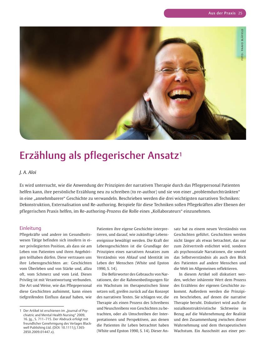 Vorschauseite 1: Erzählung als pflegerischer Ansatz
