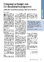 Vorschauseite 1: Einigung zum Budget des EU-Gesundheitsprogramms