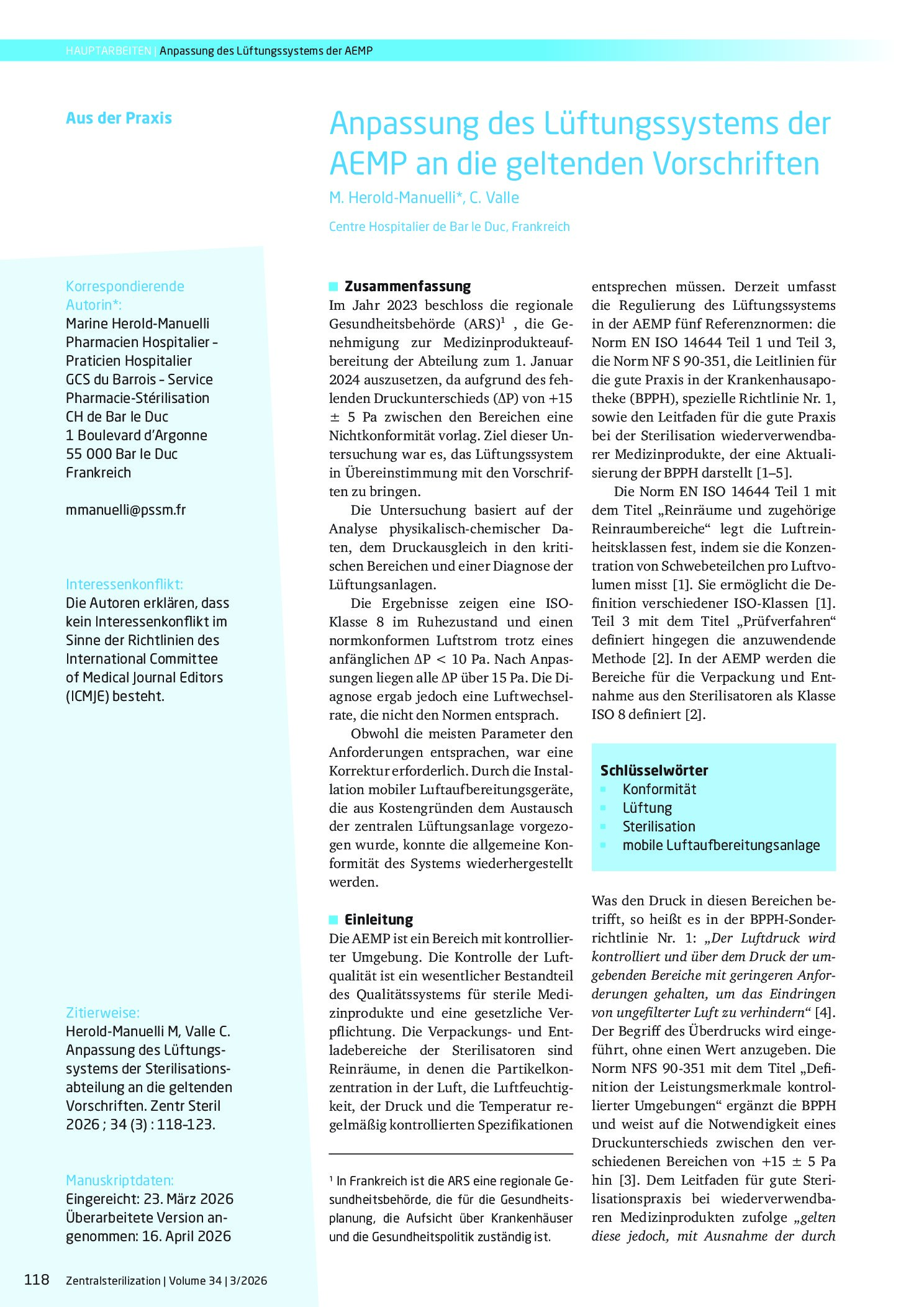 Vorschauseite 1: Anpassung des Lüftungssystems der AEMP an die geltenden Vorschriften