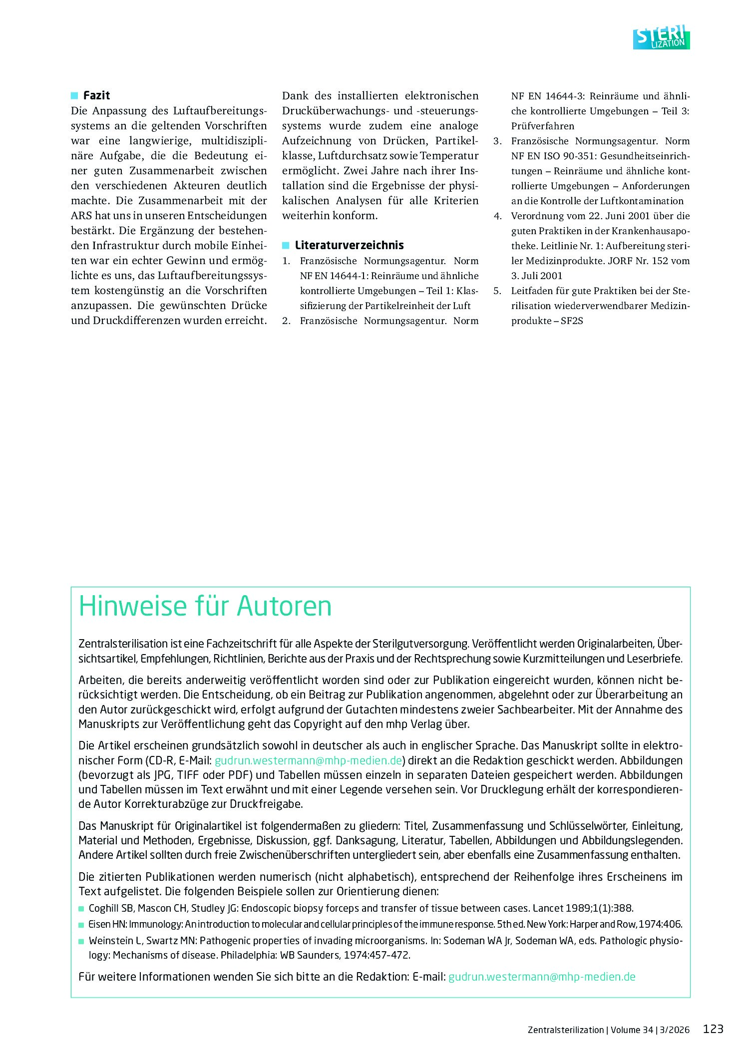 Vorschauseite 6: Anpassung des Lüftungssystems der AEMP an die geltenden Vorschriften