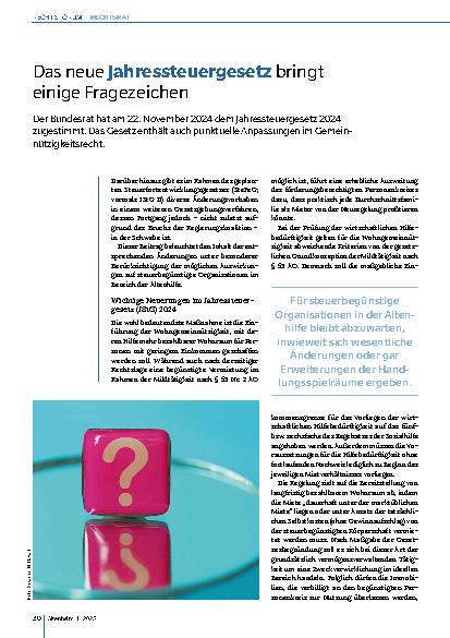 Vorschauseite 1: Das neue Jahressteuergesetz bringt einige Fragezeichen.