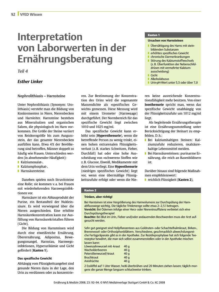 Vorschauseite 1: Interpretation von Laborwerten in der Ernährungsberatung