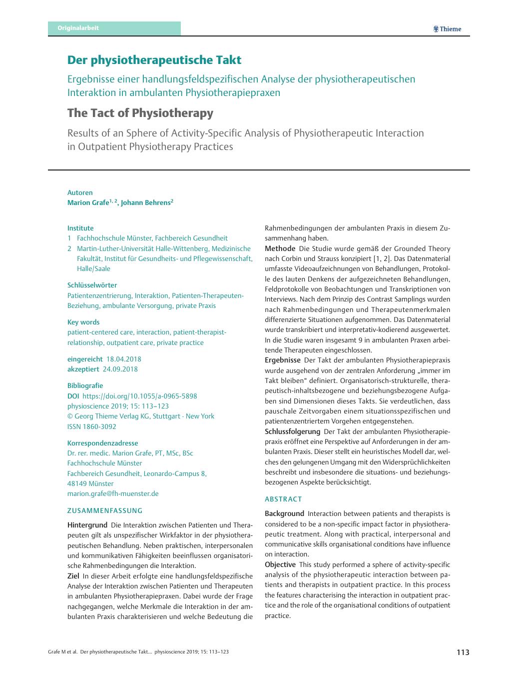 Vorschauseite 1: Der physiotherapeutische Takt
