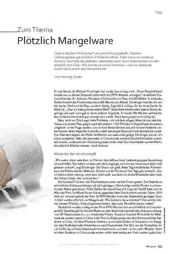 Vorschauseite 1: Corrected: Plötzlich Mangelware.