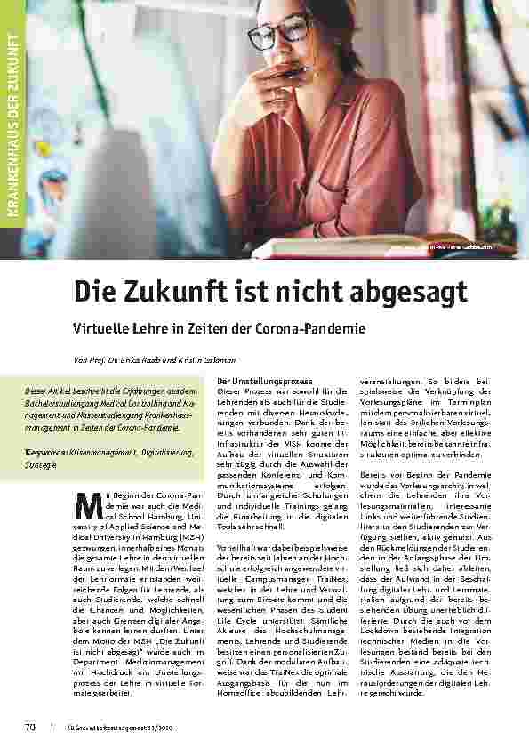 Vorschauseite 1: Die Zukunft ist nicht abgesagt. Virtuelle Lehre in Zeiten der Corona-Pandemie.