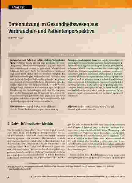 Vorschauseite 1: Datennutzung im Gesundheitswesen aus Verbraucherund Patientenperspektive