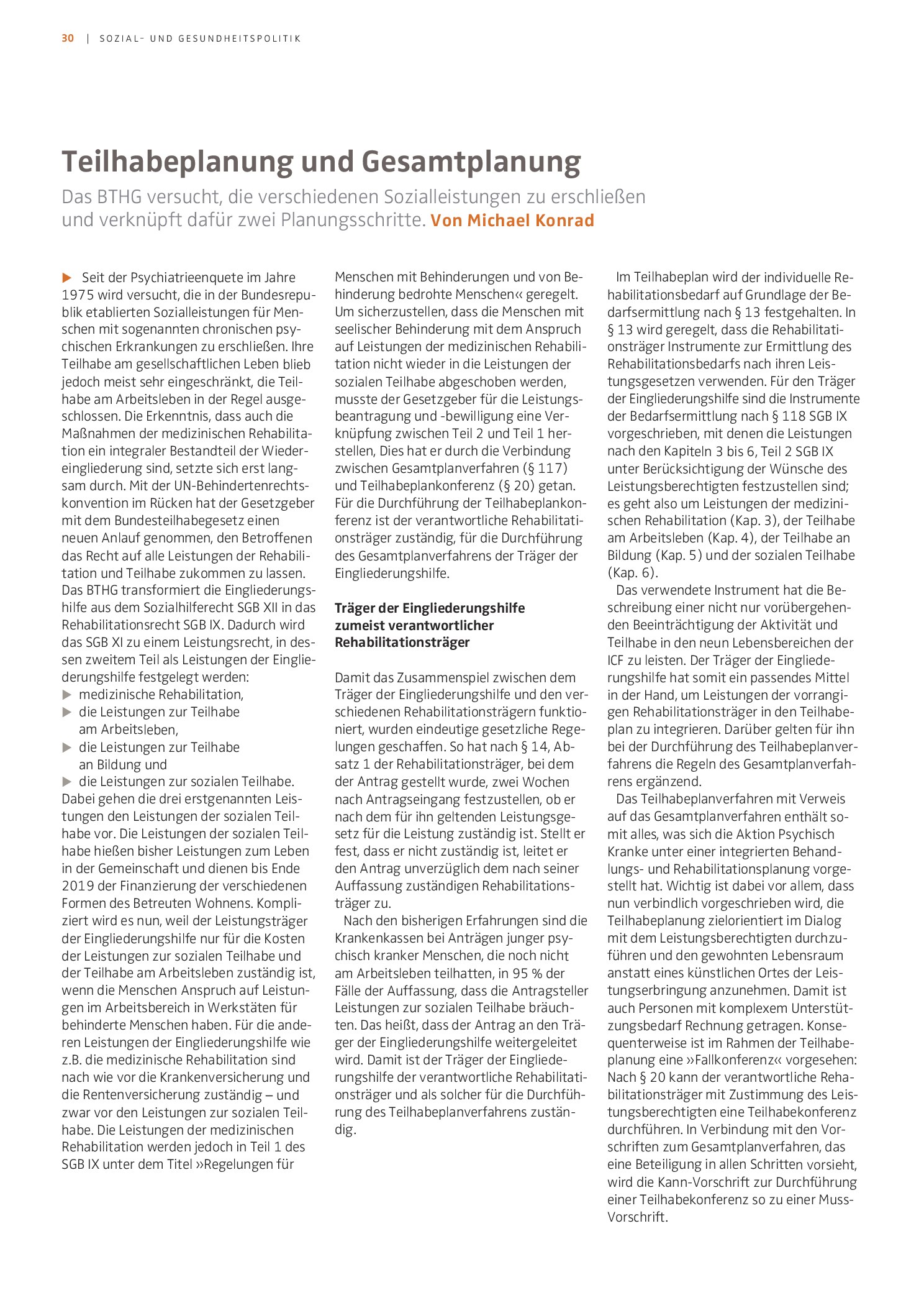 Vorschauseite 1: Teilhabeplanung und Gesamtplanung