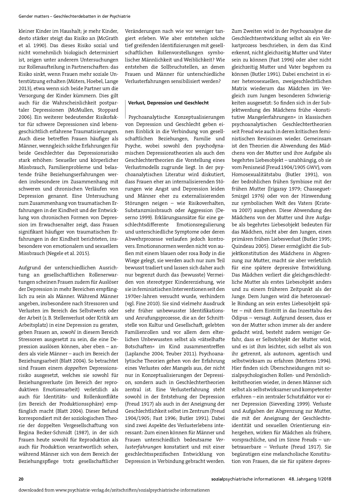 Vorschauseite 2: Geschlecht und Depression, »Weiblichkeit«, »Männlichkeit« und Verlust