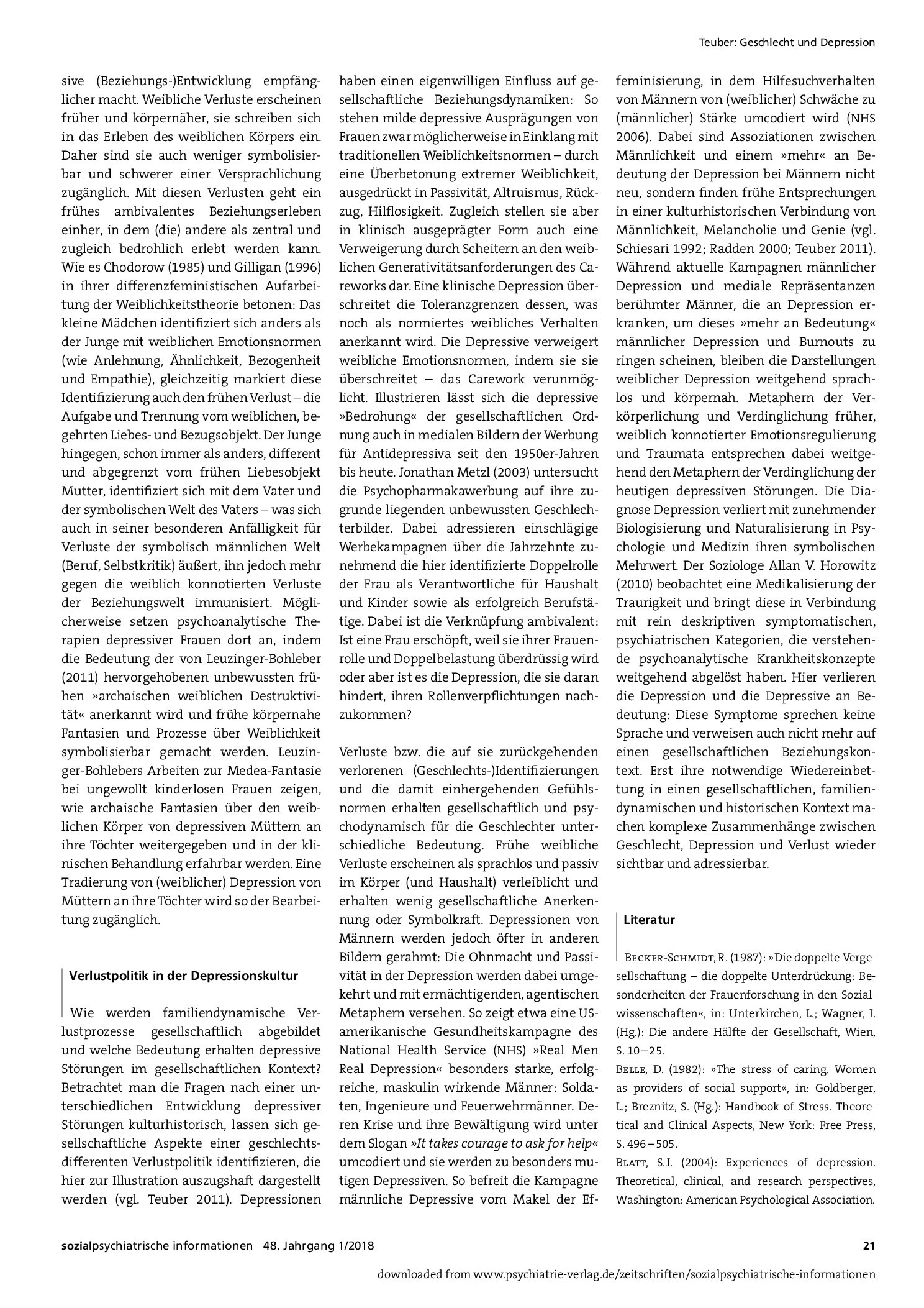 Vorschauseite 3: Geschlecht und Depression, »Weiblichkeit«, »Männlichkeit« und Verlust