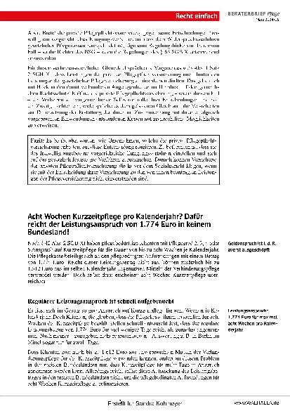 Vorschauseite 3: Beraterbrief Pflege Heft 5-2024