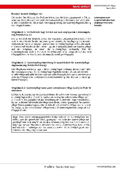 Vorschauseite 5: Beraterbrief Pflege Heft 5-2024