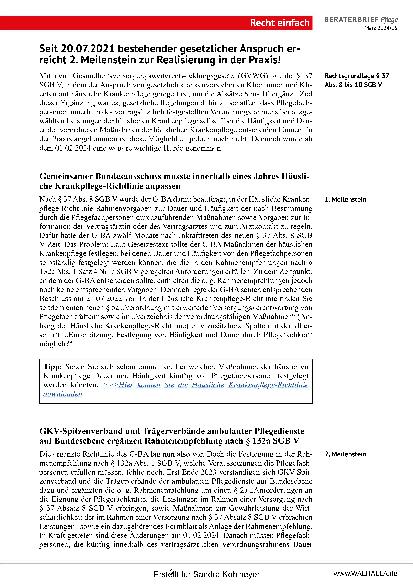 Vorschauseite 6: Beraterbrief Pflege Heft 5-2024