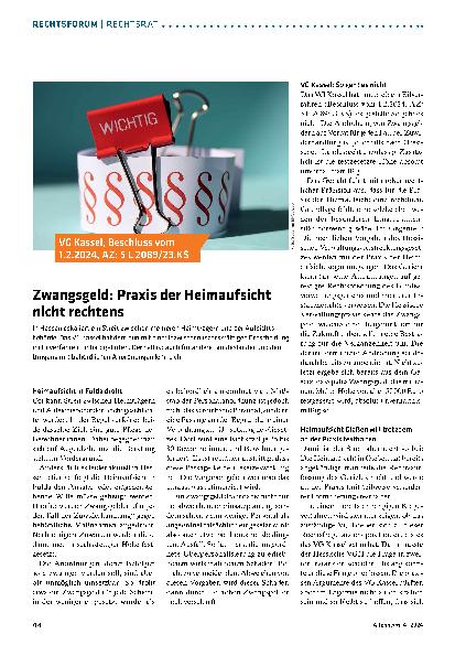 Vorschauseite 1: Zwangsgeld: Praxis der Heimaufsicht nicht rechtens