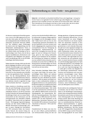 Vorschauseite 1: Vorbemerkung zu »Alte Texte – neu gelesen«