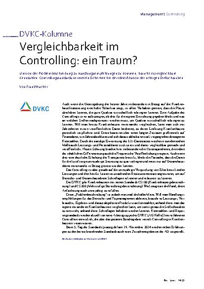 Vorschauseite 1: Vergleichbarkeit im Controlling: ein Traum?