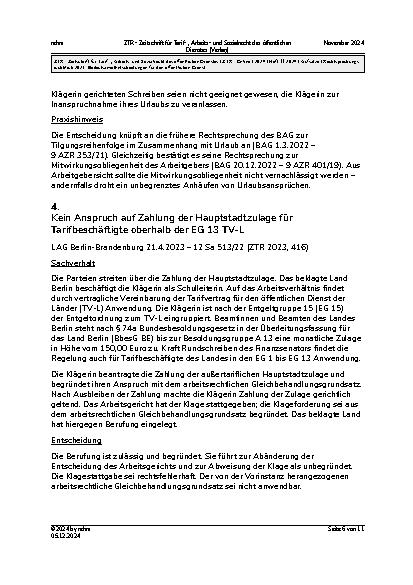 Vorschauseite 6: Rechtsprechungsrückblick 2023: Bedeutsame Entscheidungen für den öffentlichen Dienst