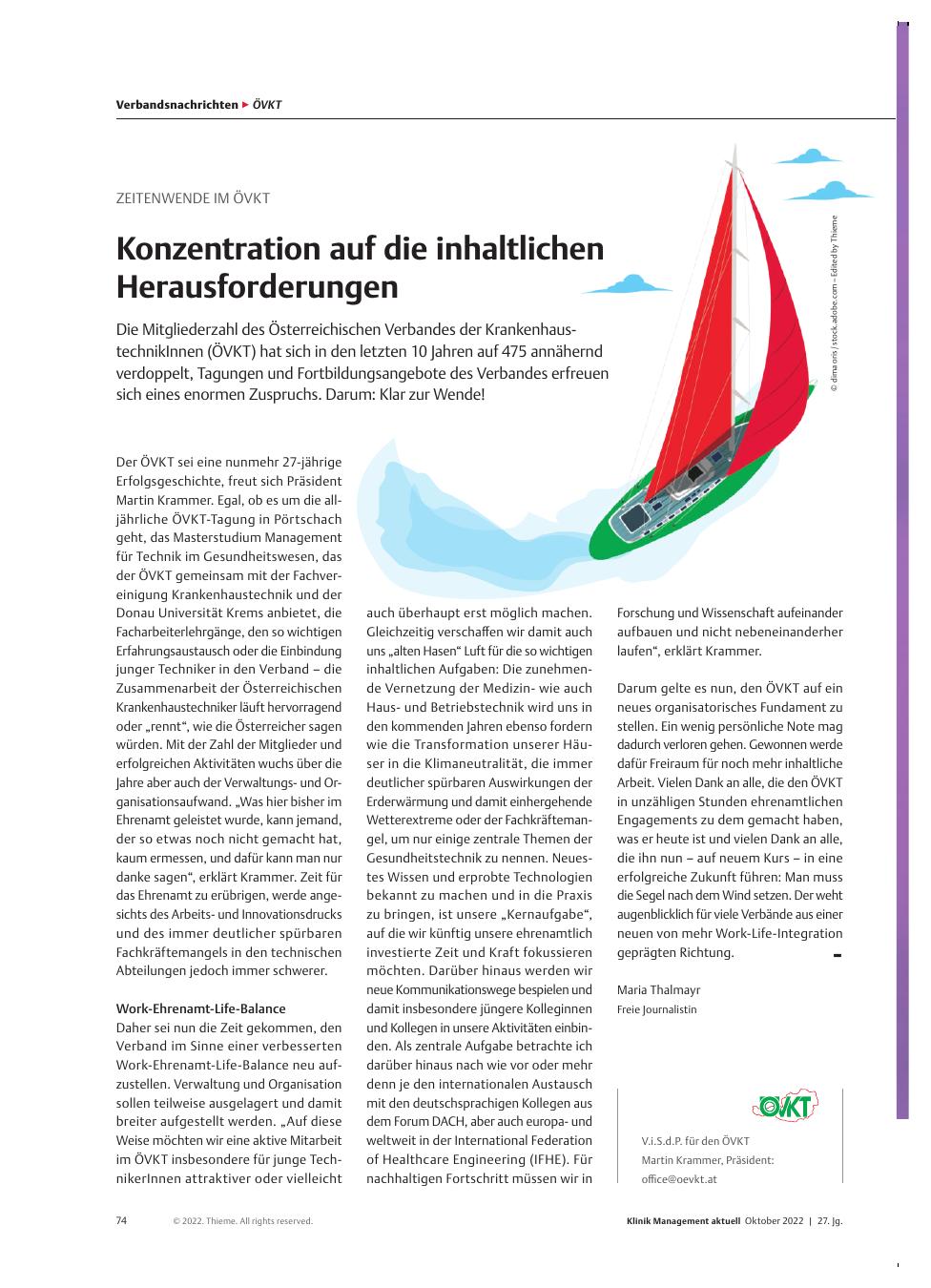 Vorschauseite 1: Zeitenwende im ÖVKT: Konzentration auf die inhaltlichen Herausforderungen