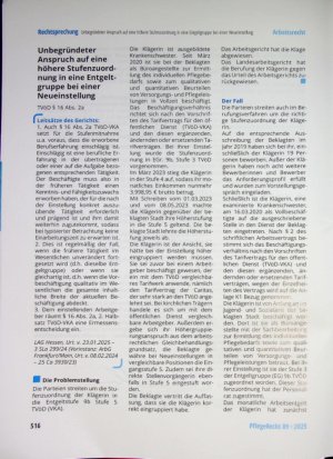 Vorschauseite 1: Unbegründeter Anspruch auf eine höhere Stufenzuordnung in eine Entgeltgruppe bei einer Neueinstellung