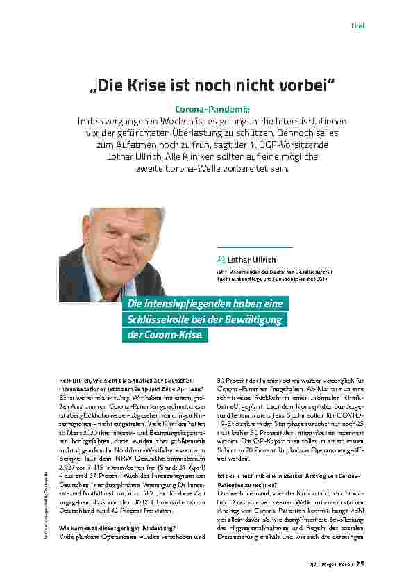 Vorschauseite 2: „Die Krise ist noch nicht vorbei“ - Corona-Pandemie