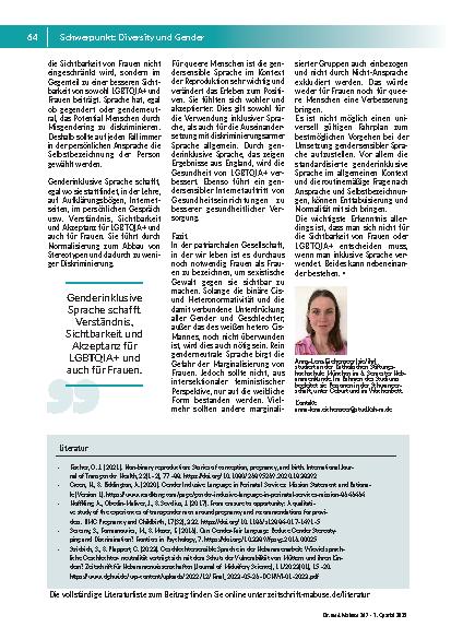 Vorschauseite 4: Sprache im Wandel. Gendersensible Sprache in der Hebammenarbeit und wie diese ermöglicht werden kann