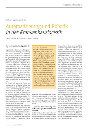 Vorschauseite 1: Automatisierung und Robotik in der Krankenhauslogistik