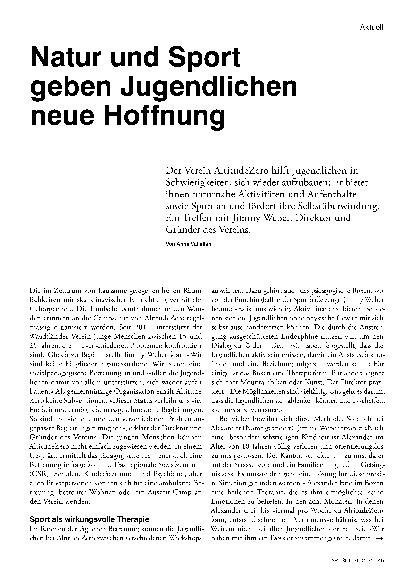 Vorschauseite 1: Natur und Sport geben Jugendlichen neue Hoffnung