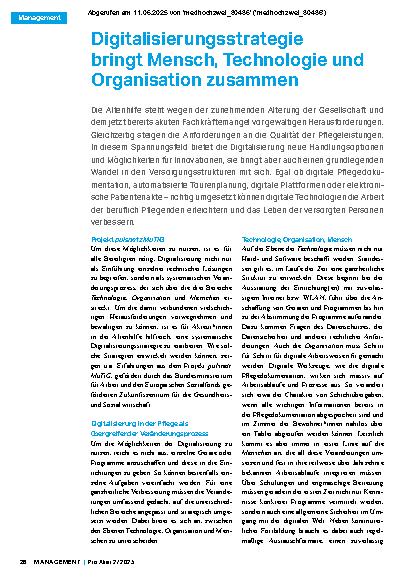 Vorschauseite 1: Digitalisierungsstrategie bringt Mensch, Technologie und Organisation zusammen