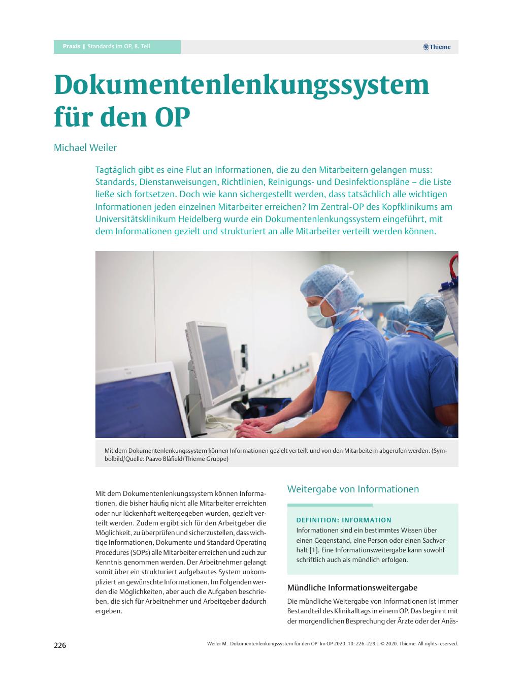 Vorschauseite 1: Dokumentenlenkungssystem für den OP