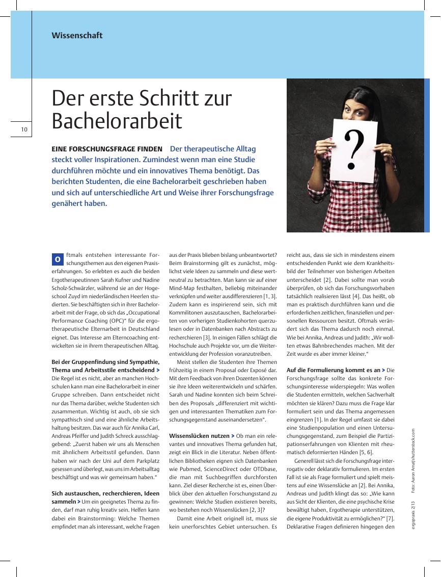 Vorschauseite 1: Eine Forschungsfrage finden ? Der erste Schritt zur Bachelorarbeit
