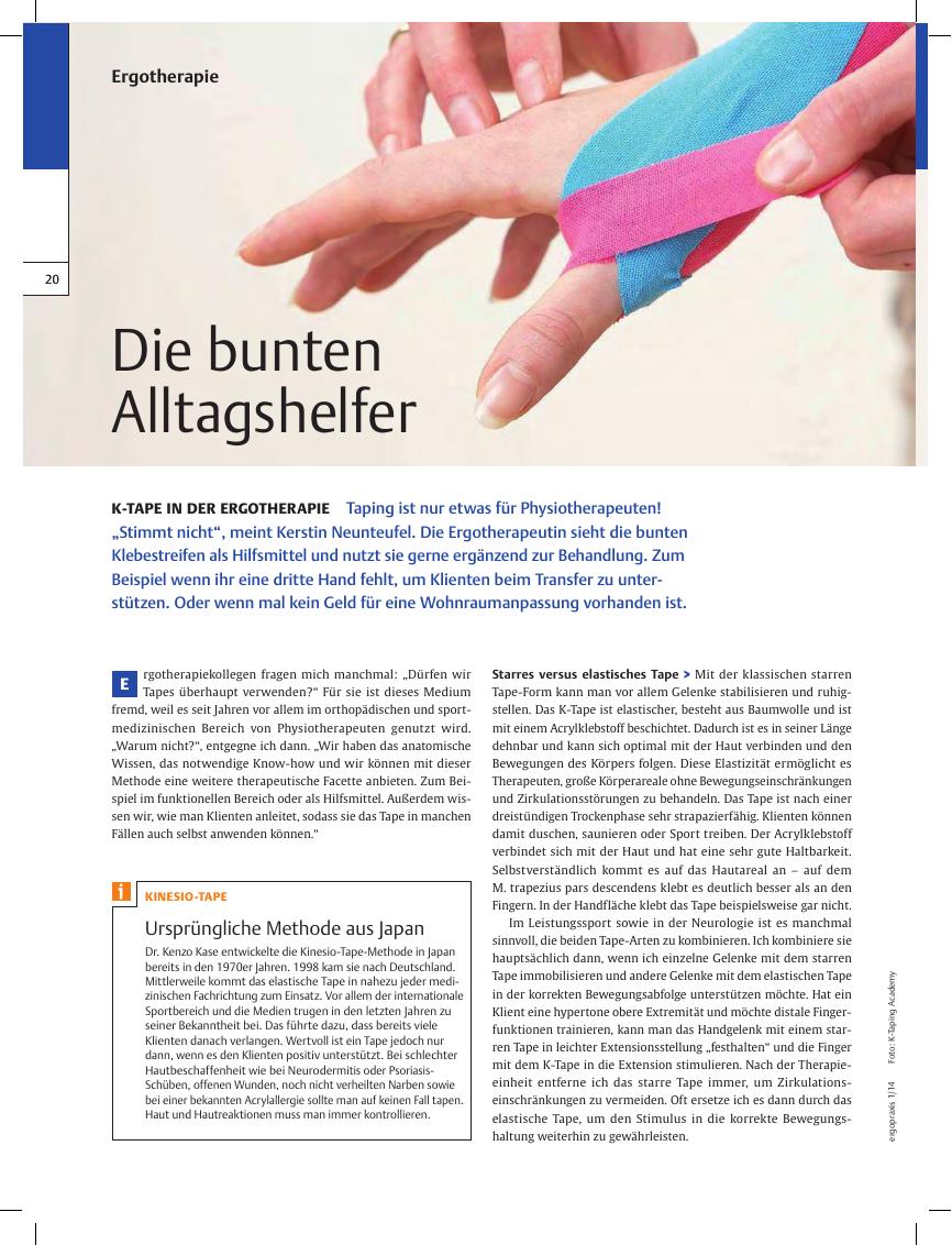 Vorschauseite 1: K-Tape in der Ergotherapie ? Die bunten Alltagshelfer