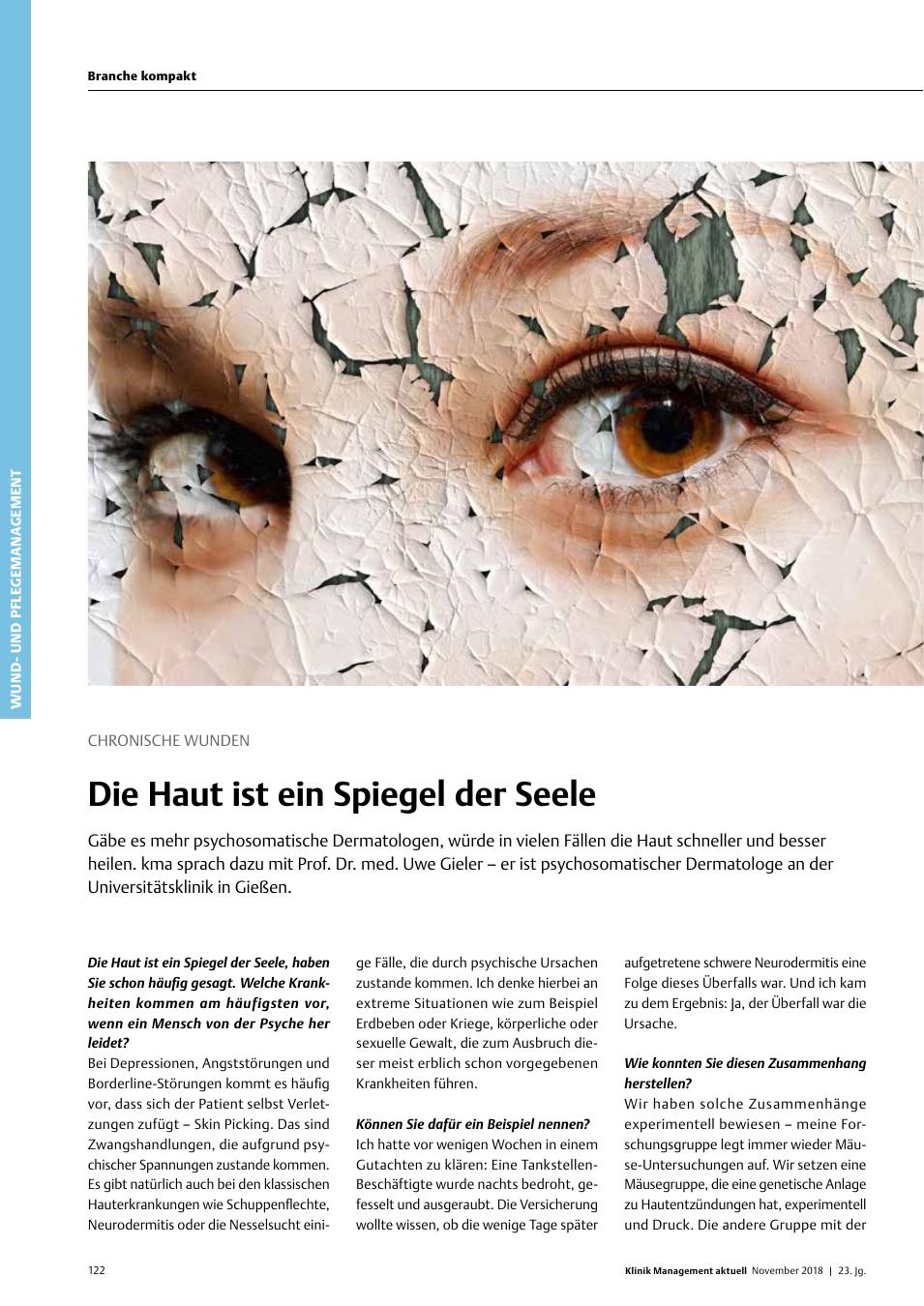 Vorschauseite 1: Chronische Wunden: Die Haut ist ein Spiegel der Seele