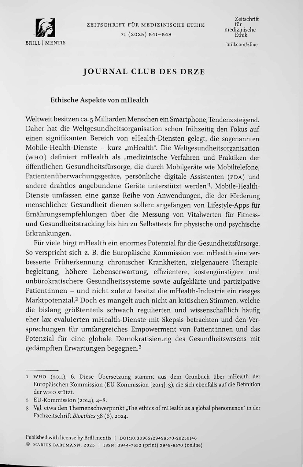 Vorschauseite 1: Ethische Aspekte von mHealth